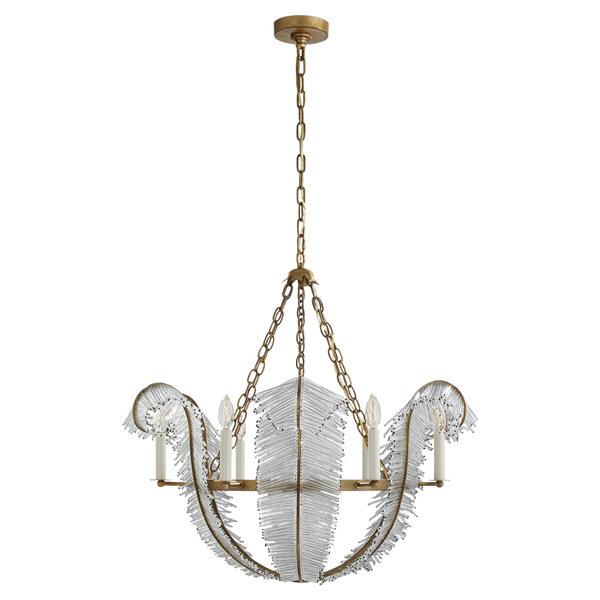 Chandelier, 6-Light, Gilded Iron, 34"W (NW 5051GI 2R42K)