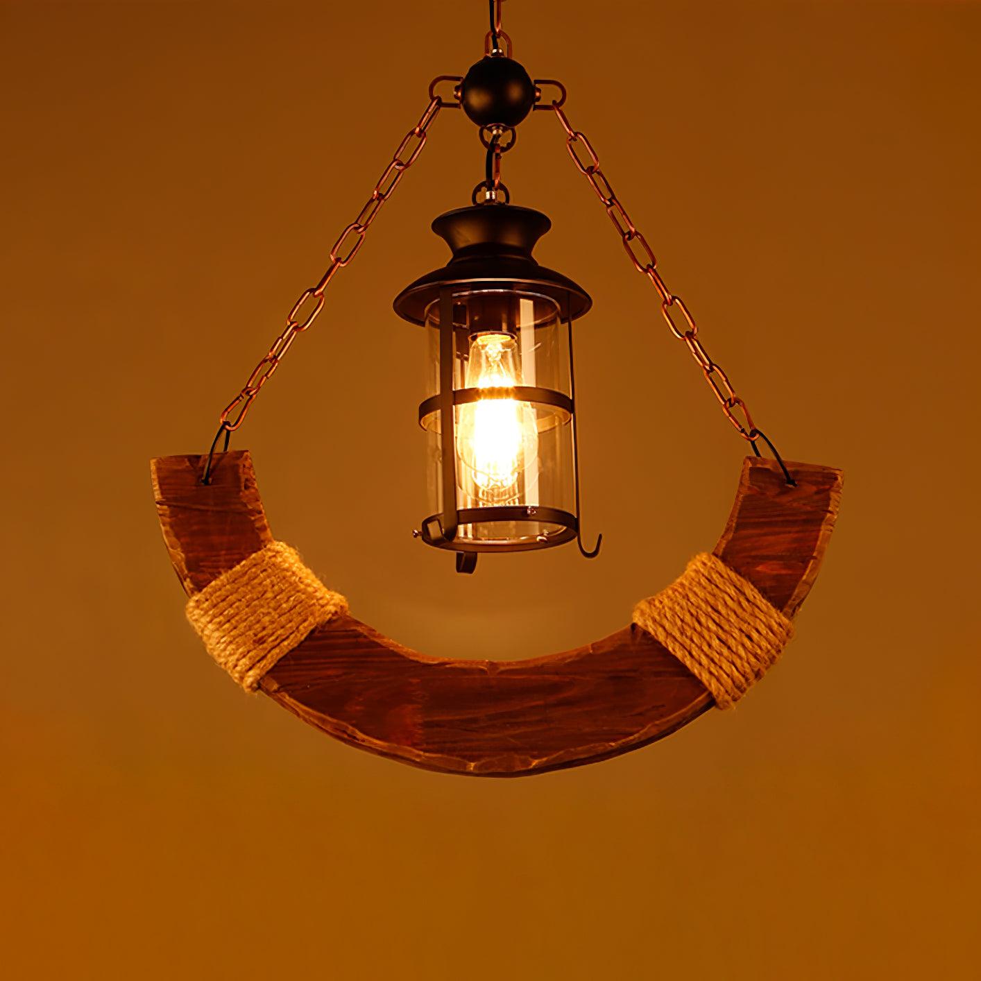 Nautical Industrial Style Wooden Ceiling fixture Chandelier