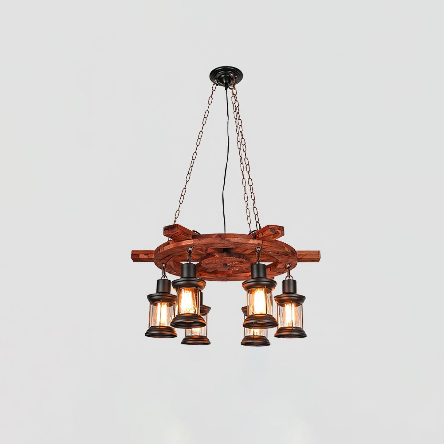 Nautical Industrial Style Wooden Ceiling fixture Chandelier