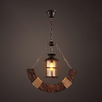 Nautical Industrial Style Wooden Ceiling fixture Chandelier