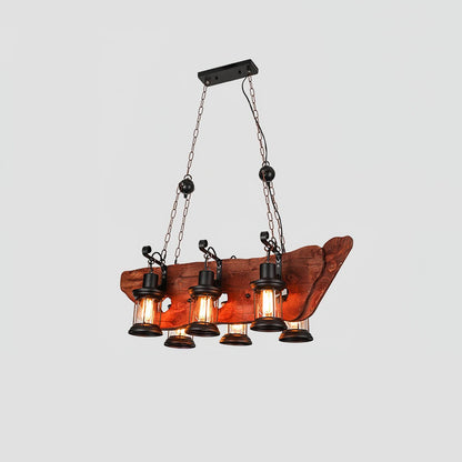 Nautical Industrial Style Wooden Ceiling fixture Chandelier