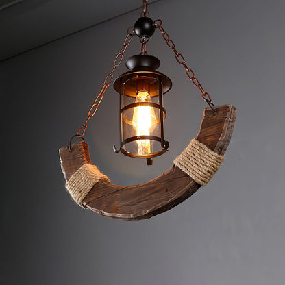 Nautical Industrial Style Wooden Ceiling fixture Chandelier