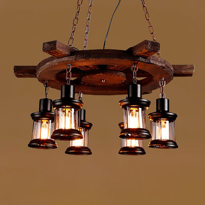 Nautical Industrial Style Wooden Ceiling fixture Chandelier