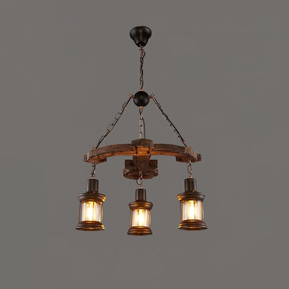 Nautical Industrial Style Wooden Ceiling fixture Chandelier