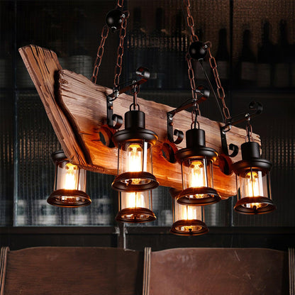 Nautical Industrial Style Wooden Ceiling fixture Chandelier