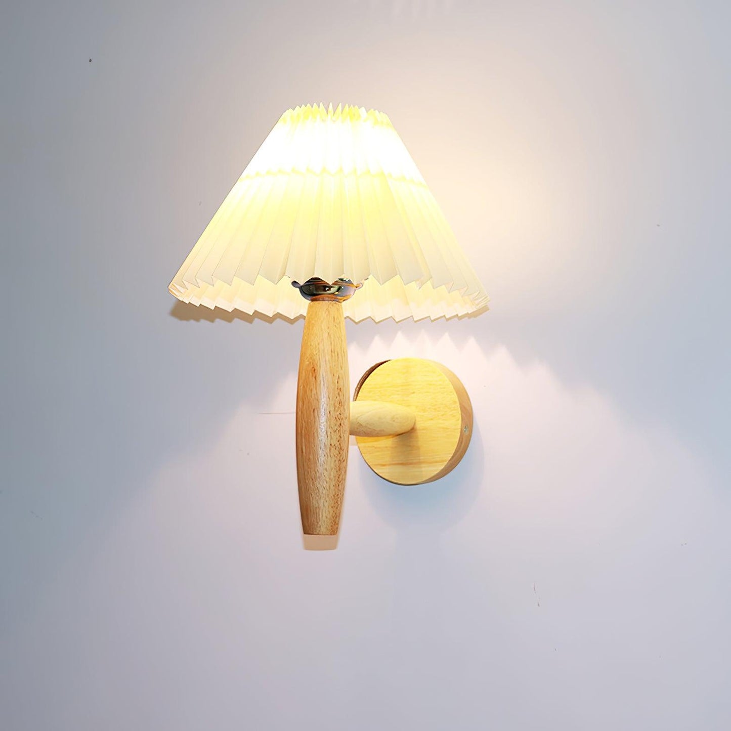 Oak Pleated Bracket light Wall Light