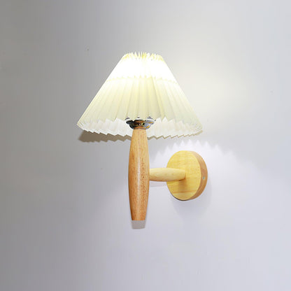 Oak Pleated Bracket light Wall Light