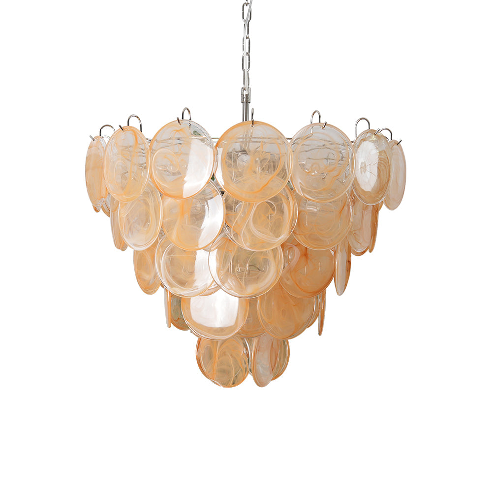 Orange Murano Disc Crown Chandelier