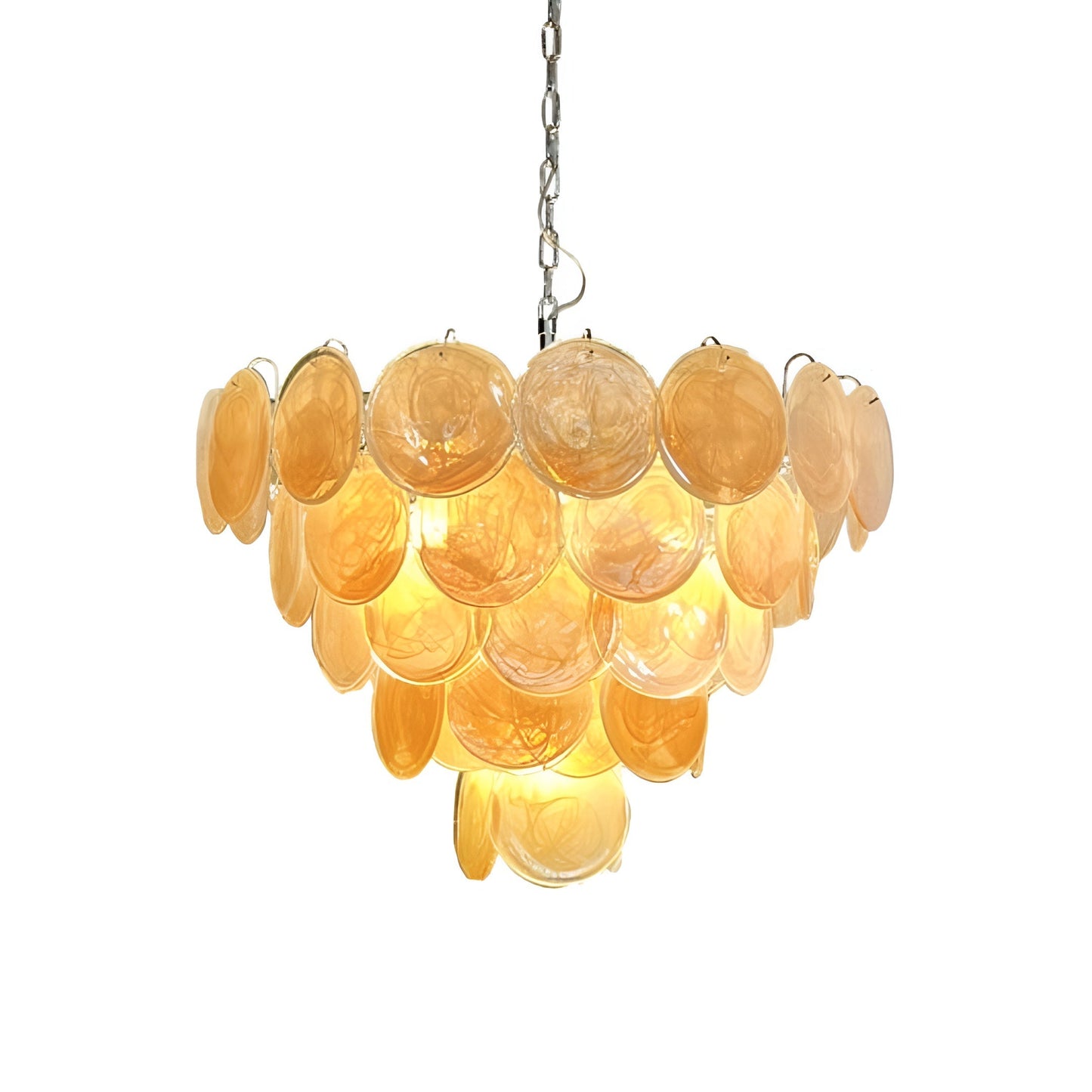 Orange Murano Disc Crown Chandelier