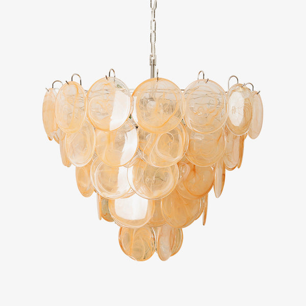 Orange Murano Disc Crown Chandelier