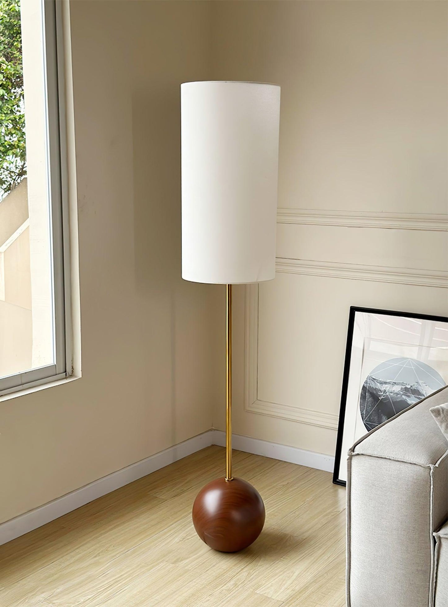 Orbis Wooden Sphere Standing Lamp Floor Lamp