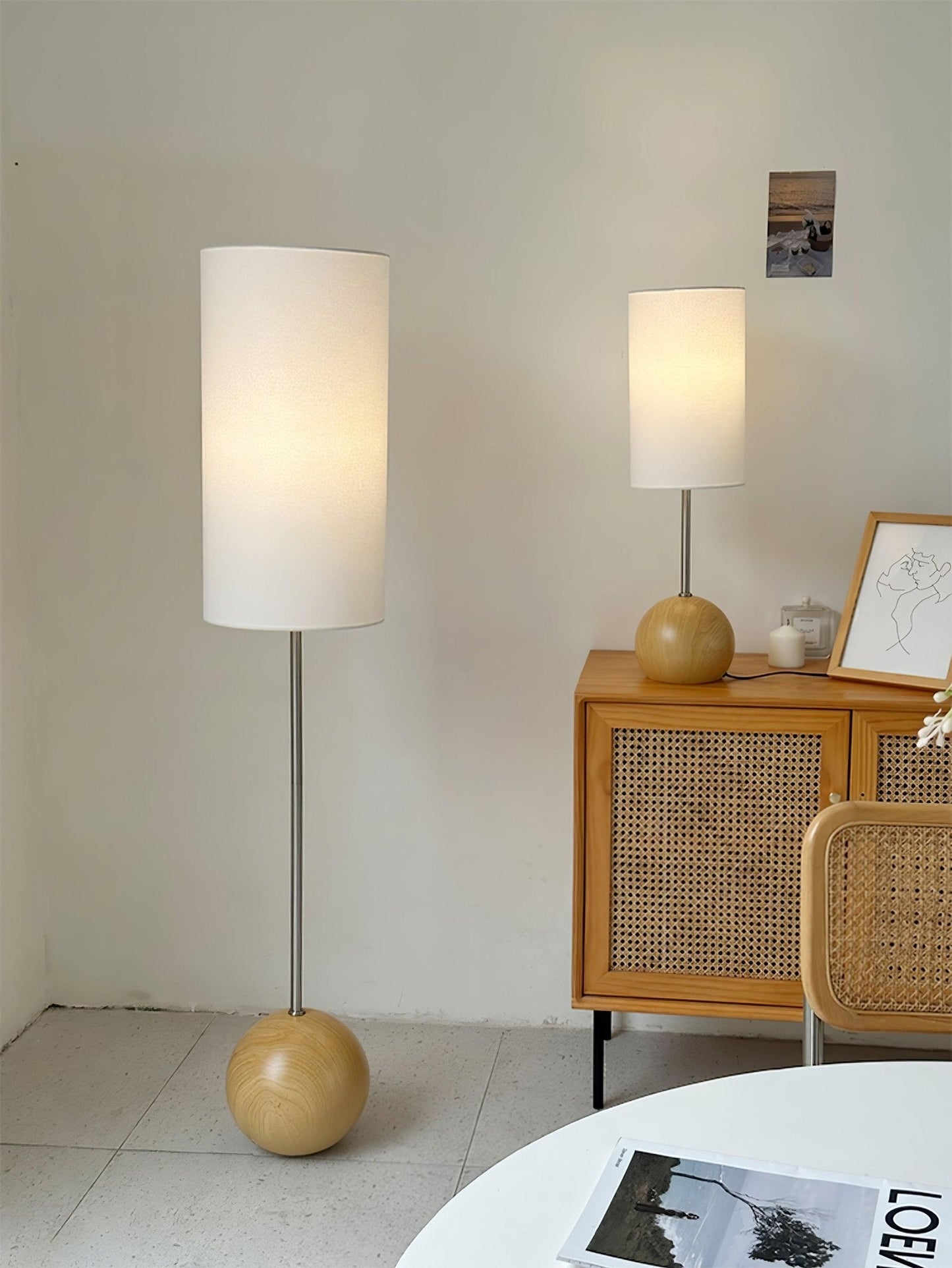 Orbis Wooden Sphere Standing Lamp Floor Lamp