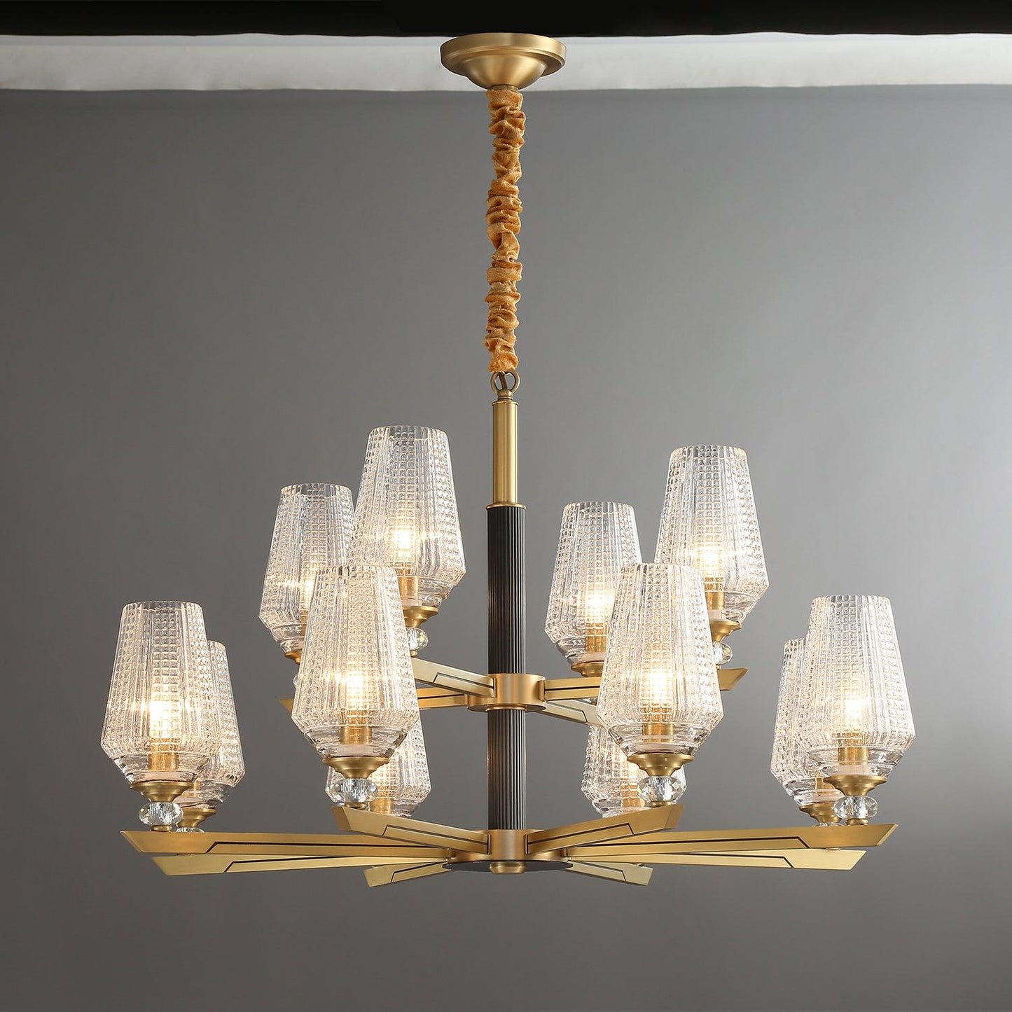 Orrefors Brass Ceiling fixture Chandelier