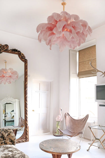 Ostrich Feather Gasolier Chandelier