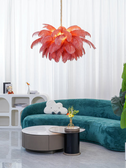 Ostrich Feather Gasolier Chandelier