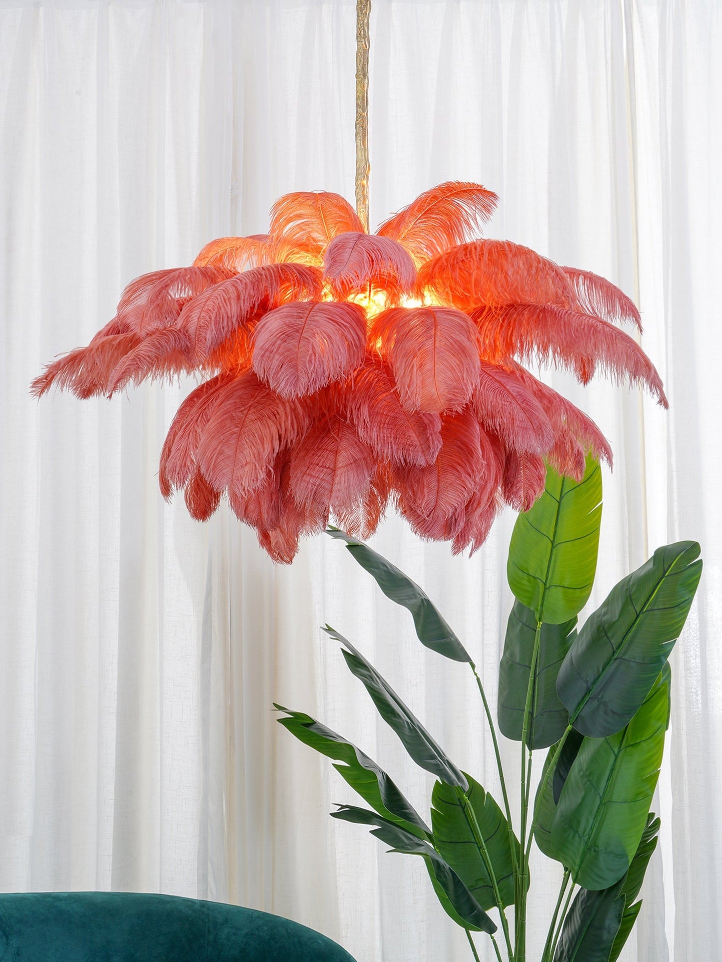 Ostrich Feather Gasolier Chandelier