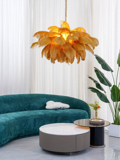 Ostrich Feather Gasolier Chandelier