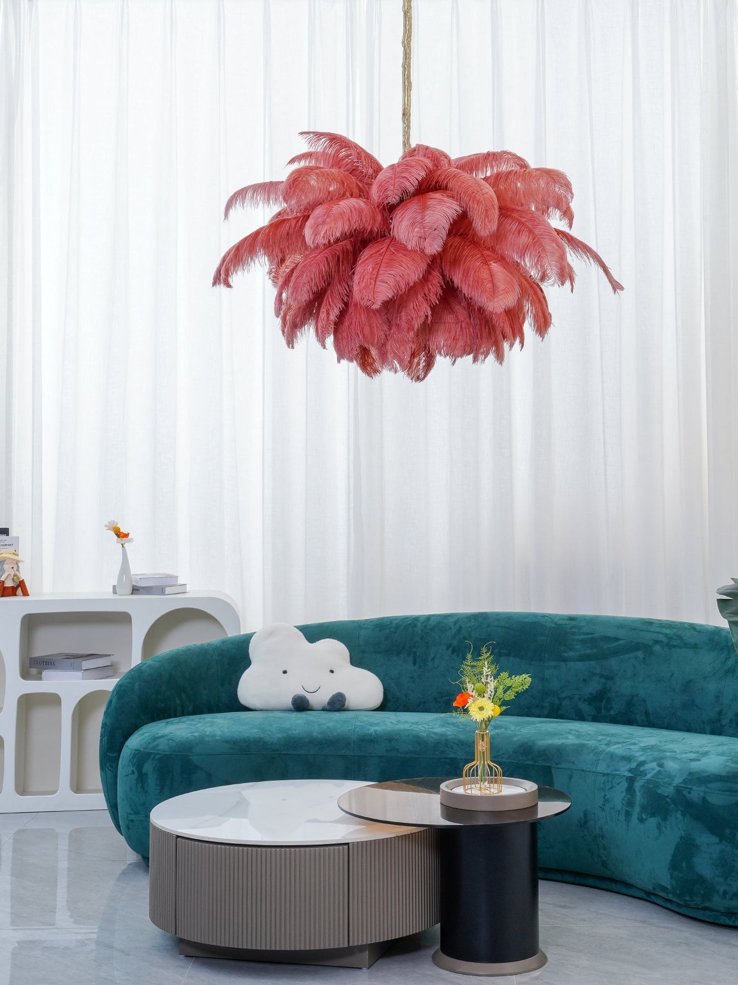 Ostrich Feather Gasolier Chandelier