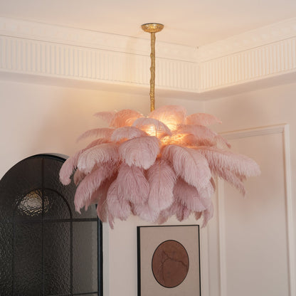 Ostrich Feather Gasolier Chandelier