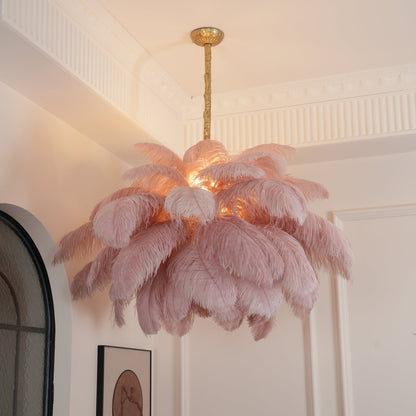 Ostrich Feather Gasolier Chandelier