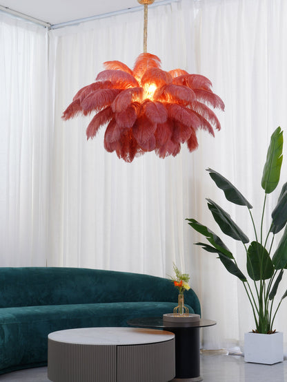 Ostrich Feather Gasolier Chandelier