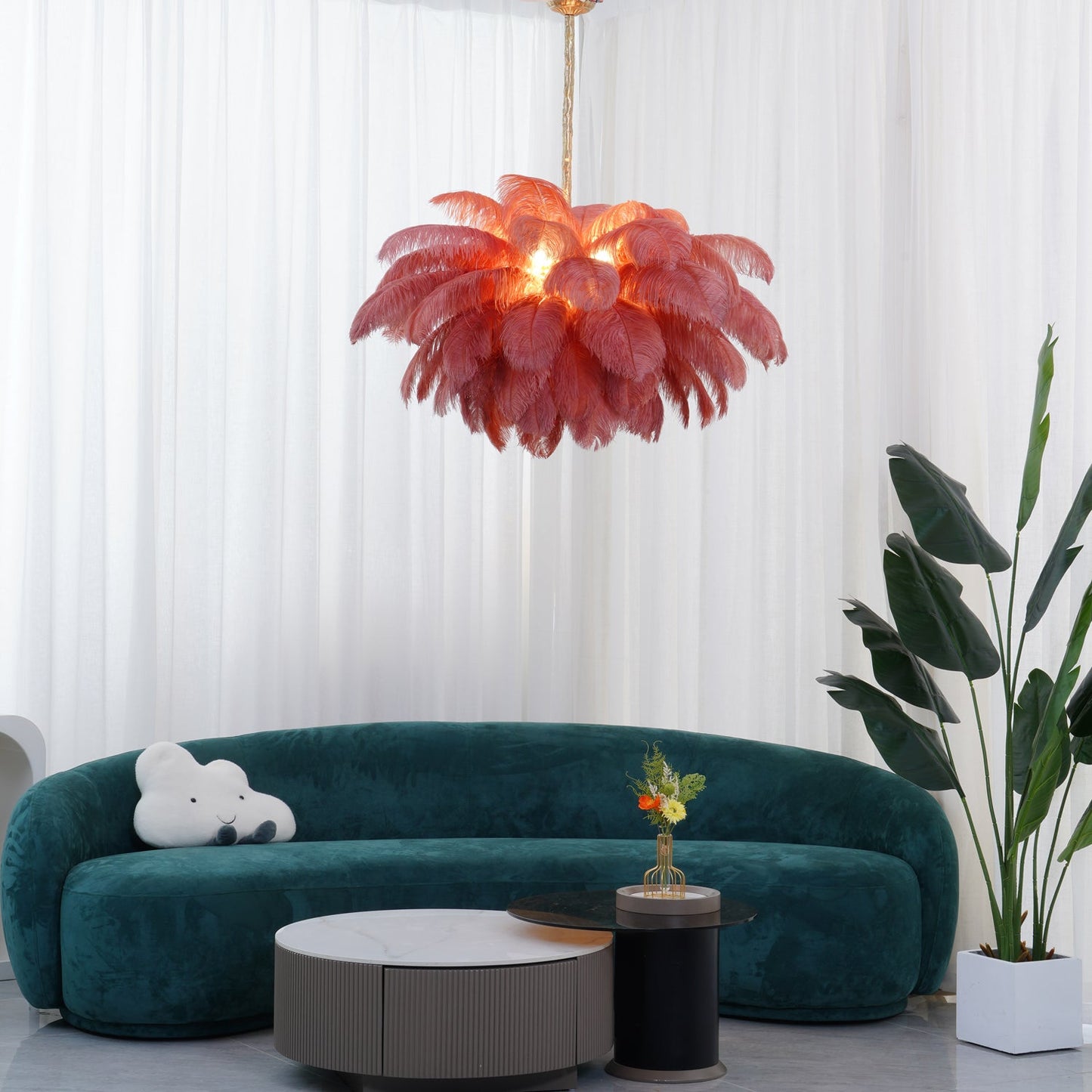 Ostrich Feather Gasolier Chandelier