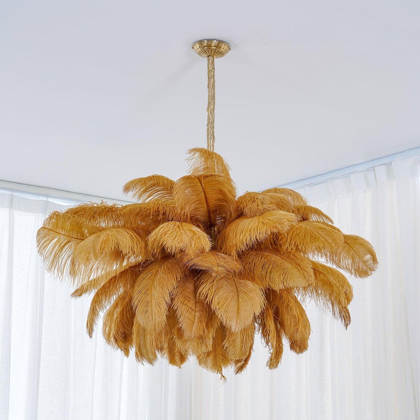 Ostrich Feather Gasolier Chandelier