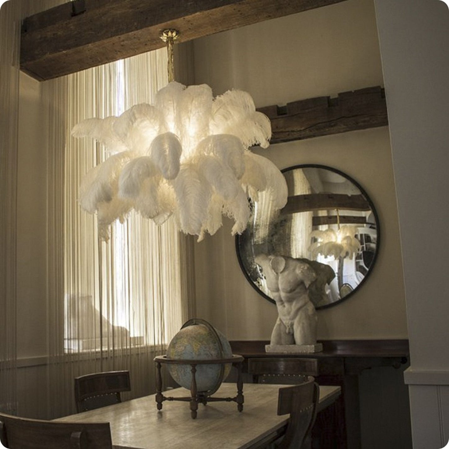 Ostrich Feather Gasolier Chandelier