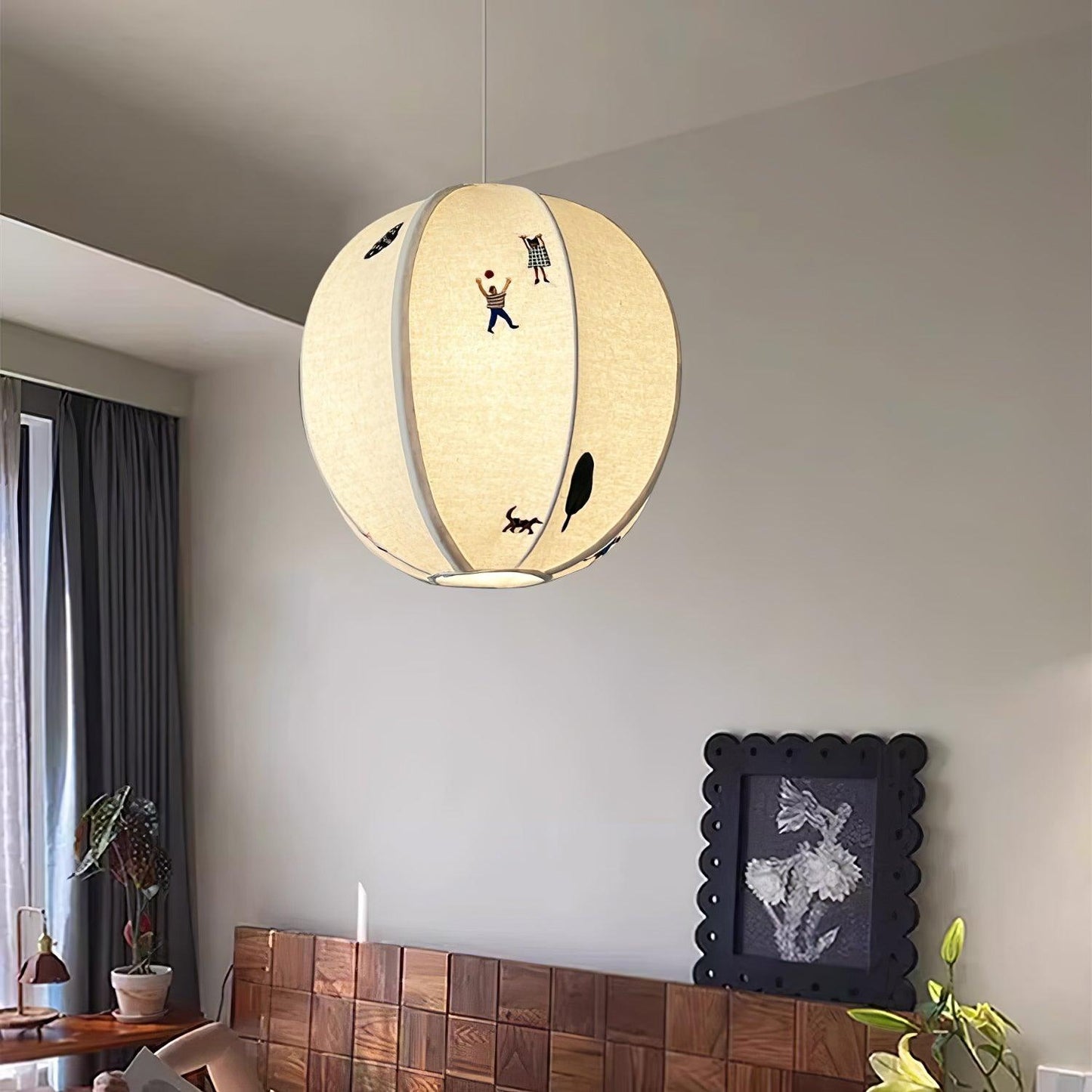 Park Embroidered Textile Hanging light Pendant Lamp