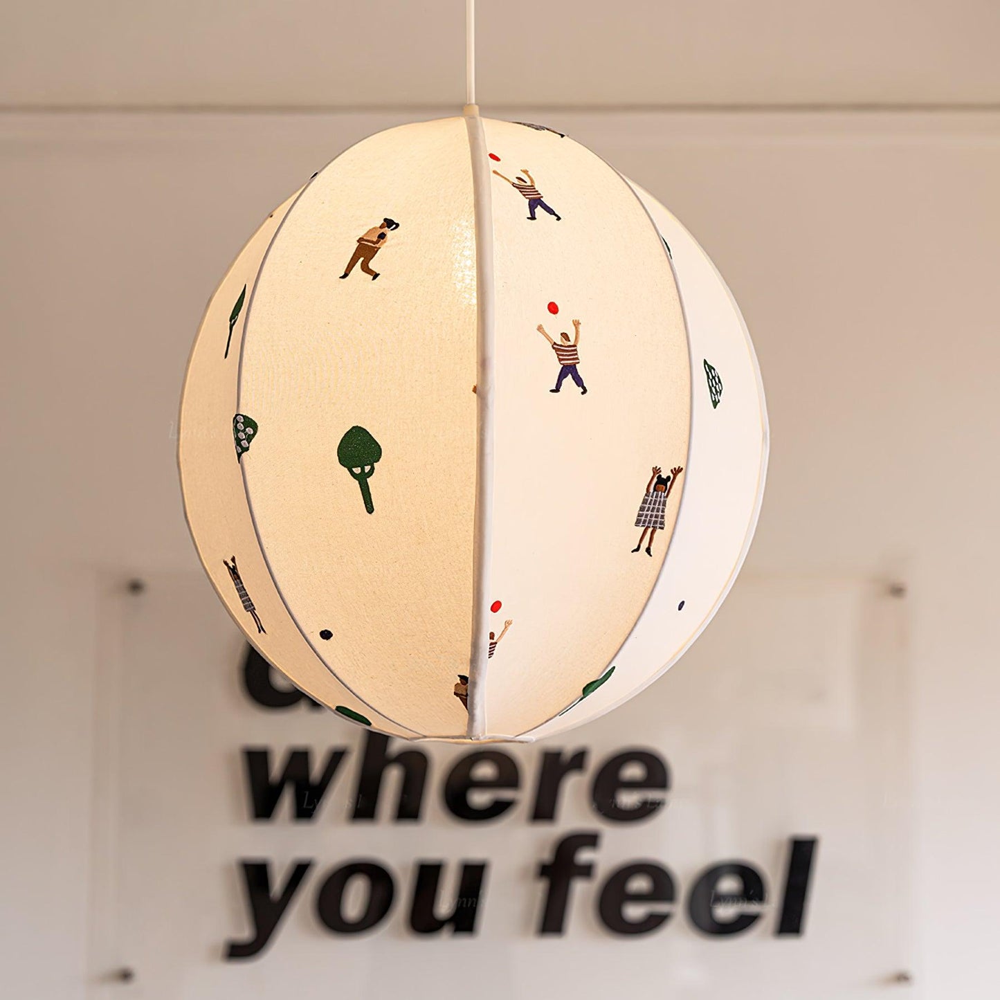 Park Embroidered Textile Hanging light Pendant Lamp