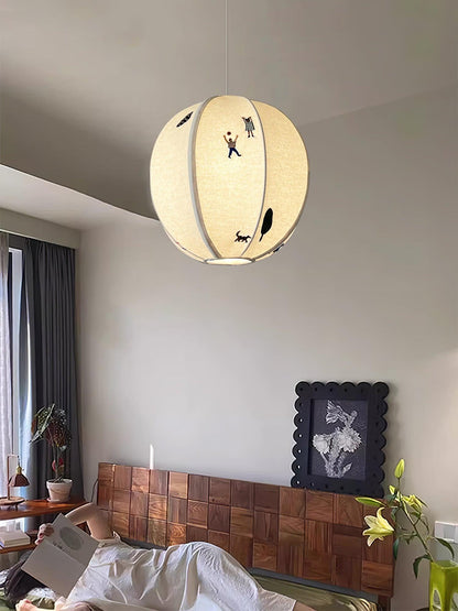 Park Embroidered Textile Hanging light Pendant Lamp