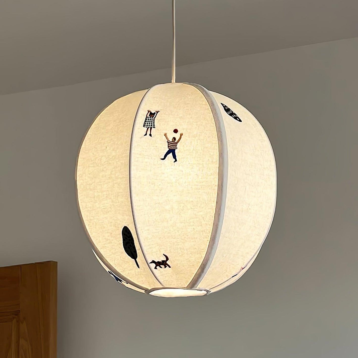 Park Embroidered Textile Hanging light Pendant Lamp