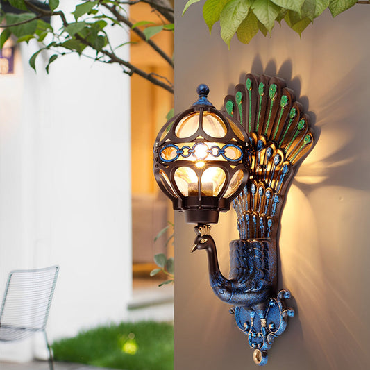 Waterproof Retro Peacocks Aluminum European Style Outdoor Wall Light