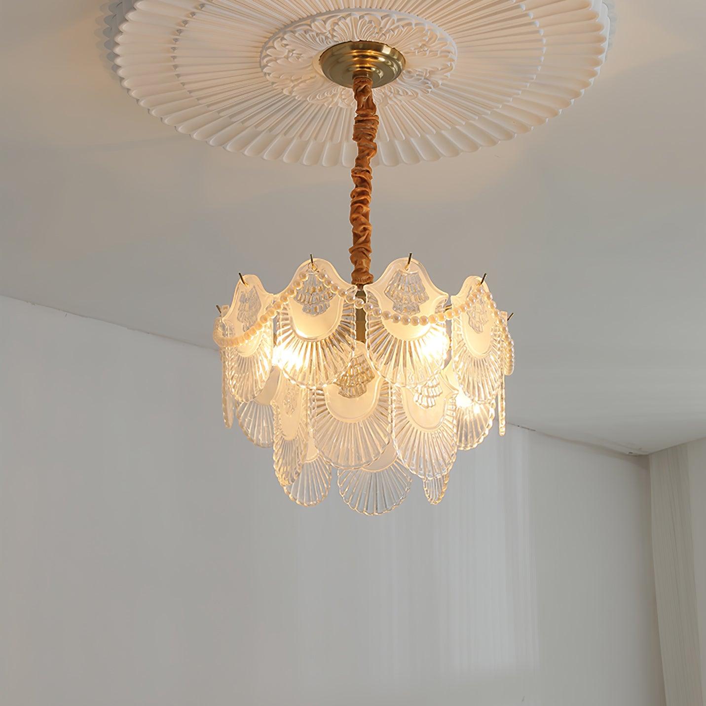 Pearl Glass Shell Candelabrum Chandelier