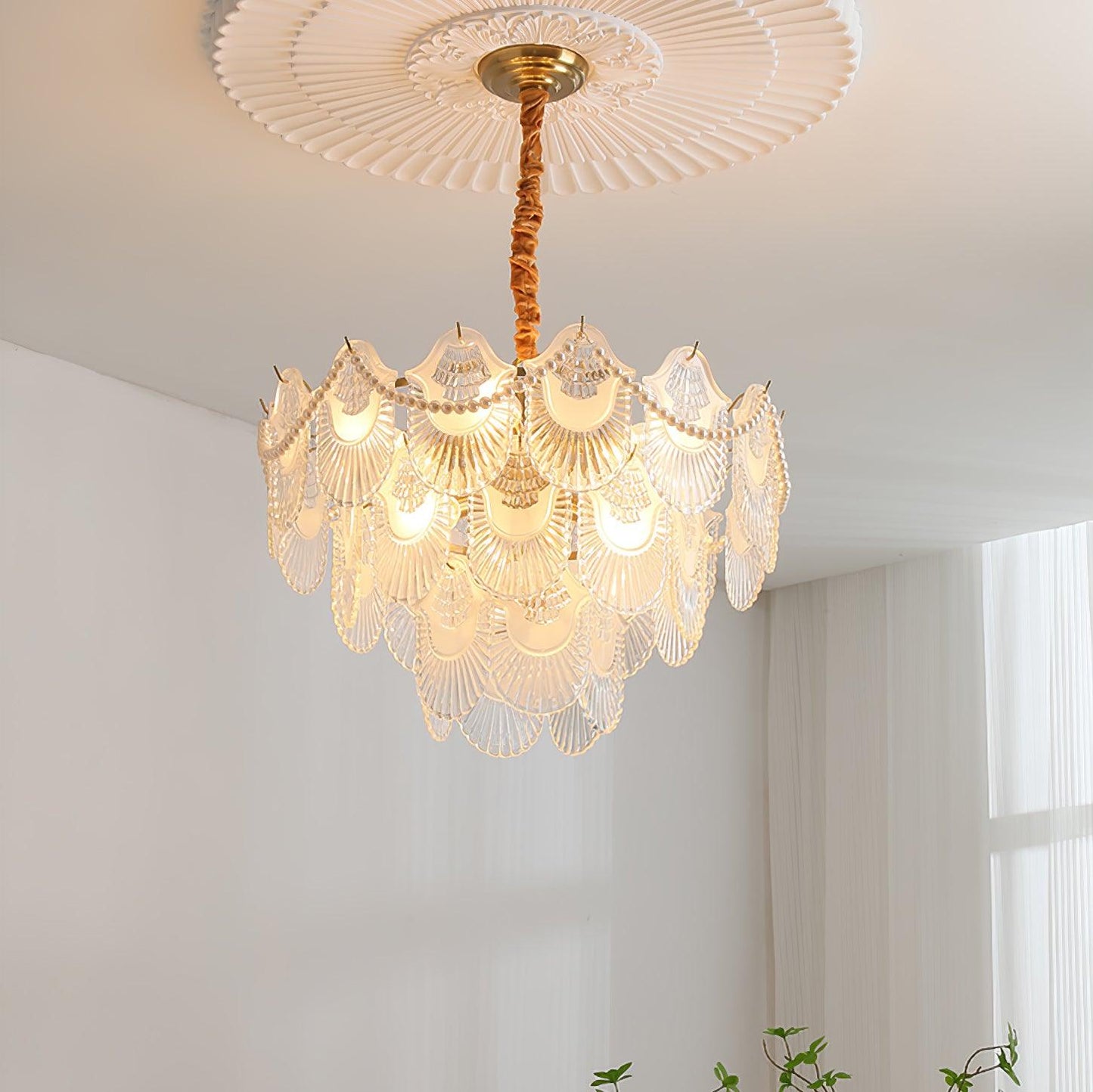 Pearl Glass Shell Candelabrum Chandelier