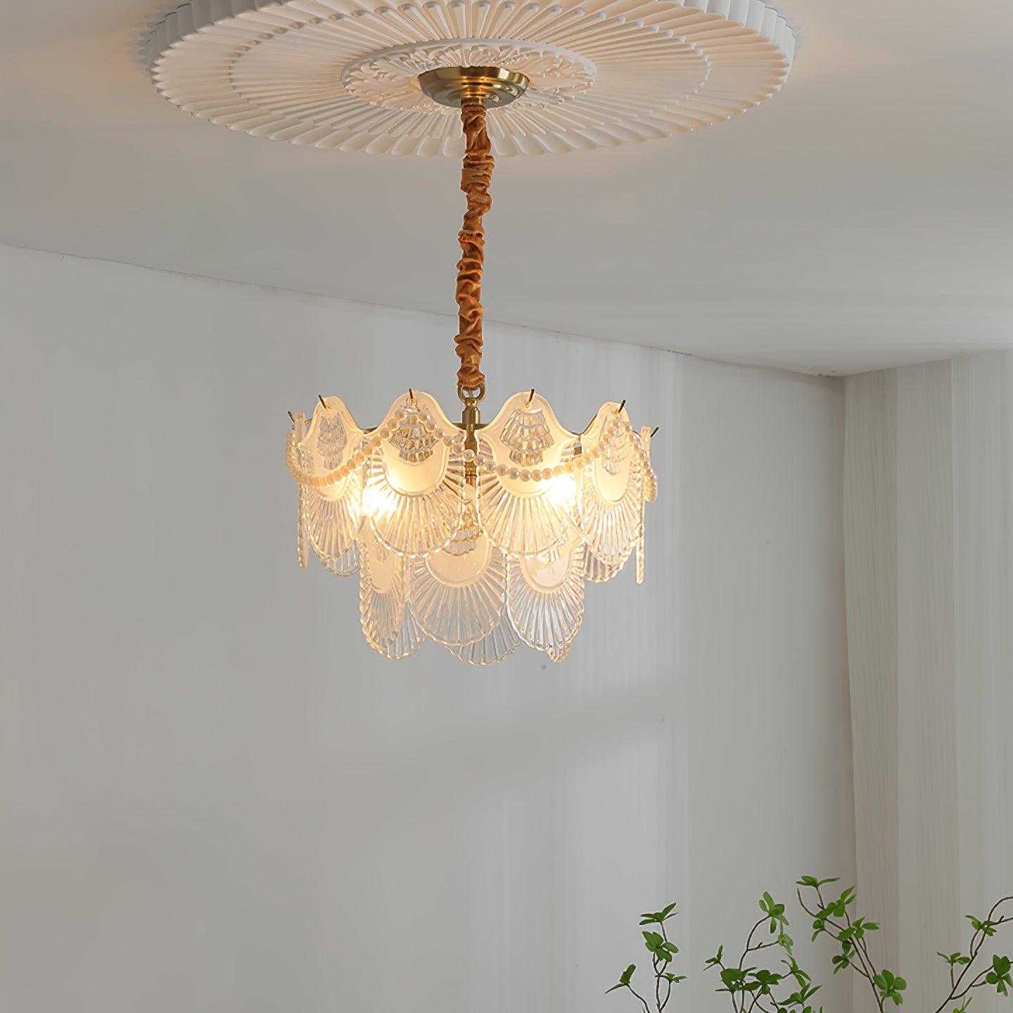 Pearl Glass Shell Candelabrum Chandelier