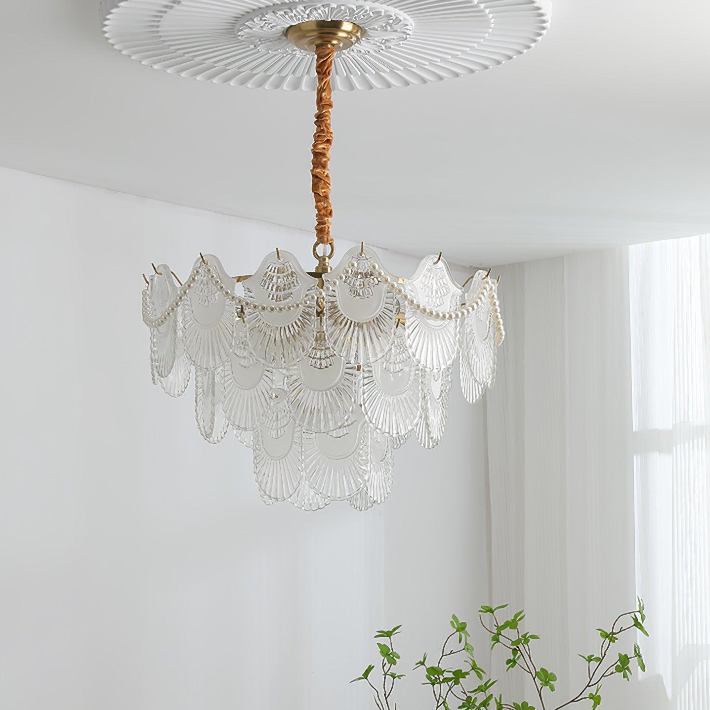 Pearl Glass Shell Candelabrum Chandelier