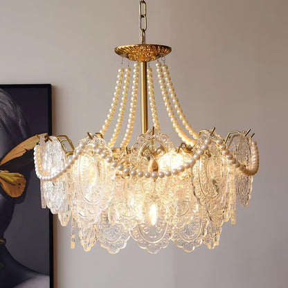 Pearls Glass Gasolier Chandelier