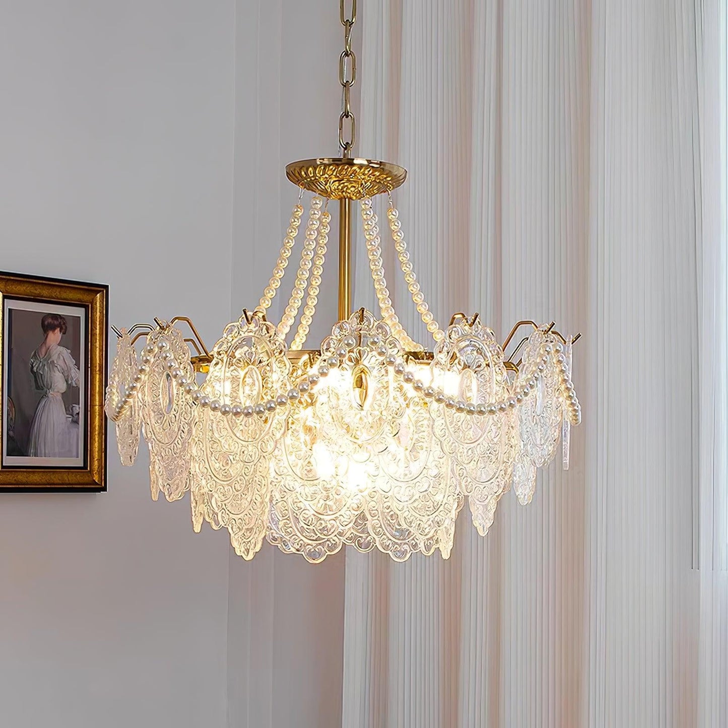 Pearls Glass Gasolier Chandelier