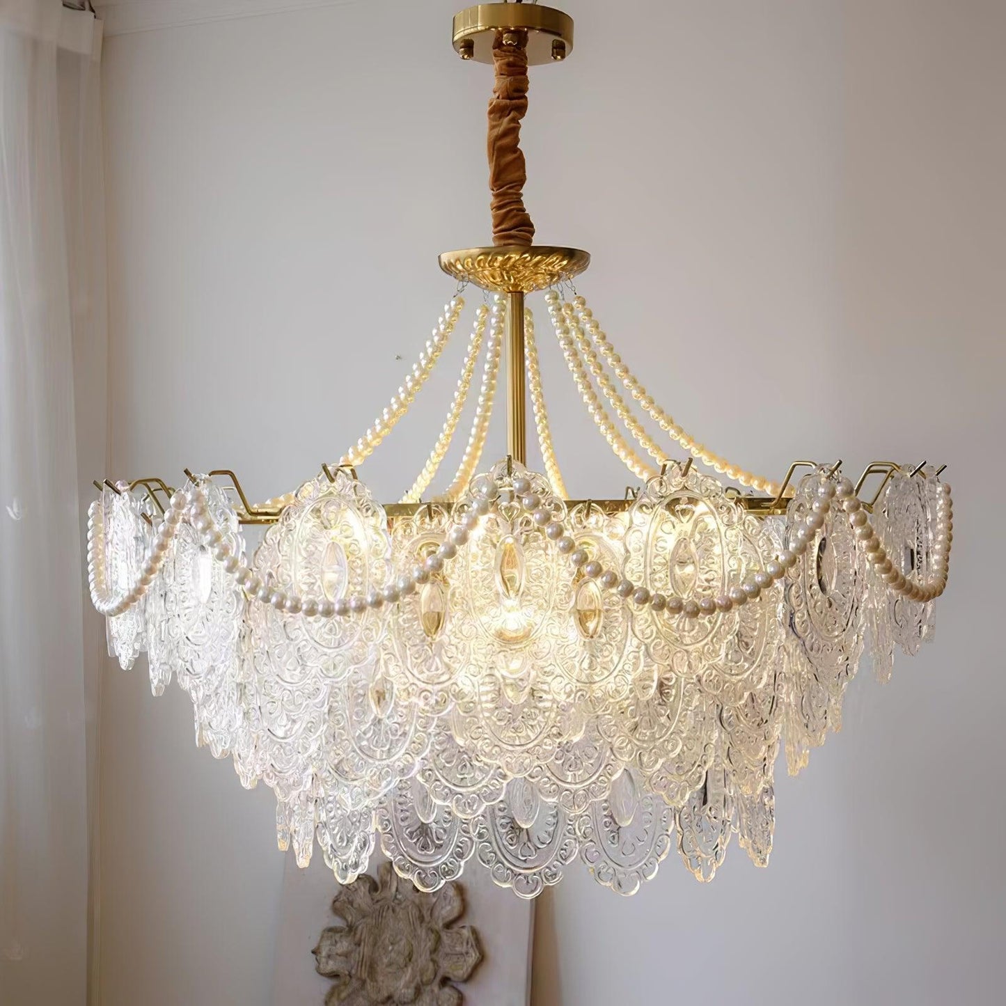 Pearls Glass Gasolier Chandelier