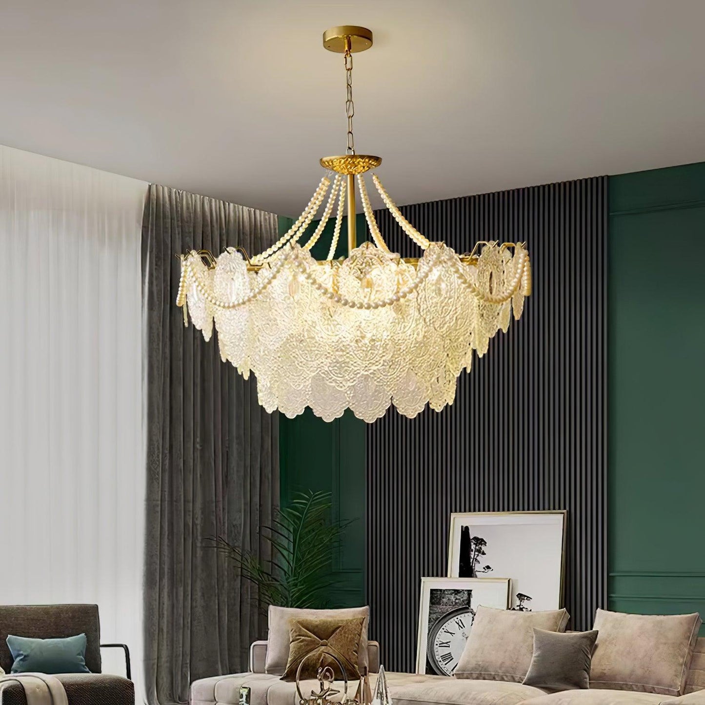 Pearls Glass Gasolier Chandelier