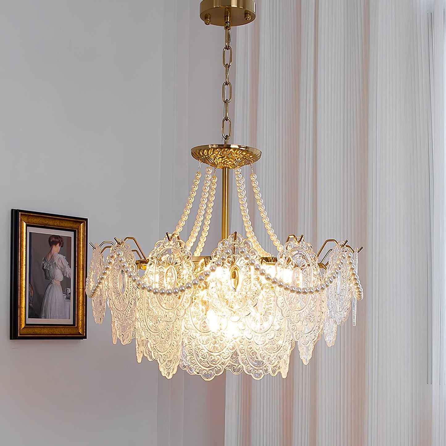 Pearls Glass Gasolier Chandelier