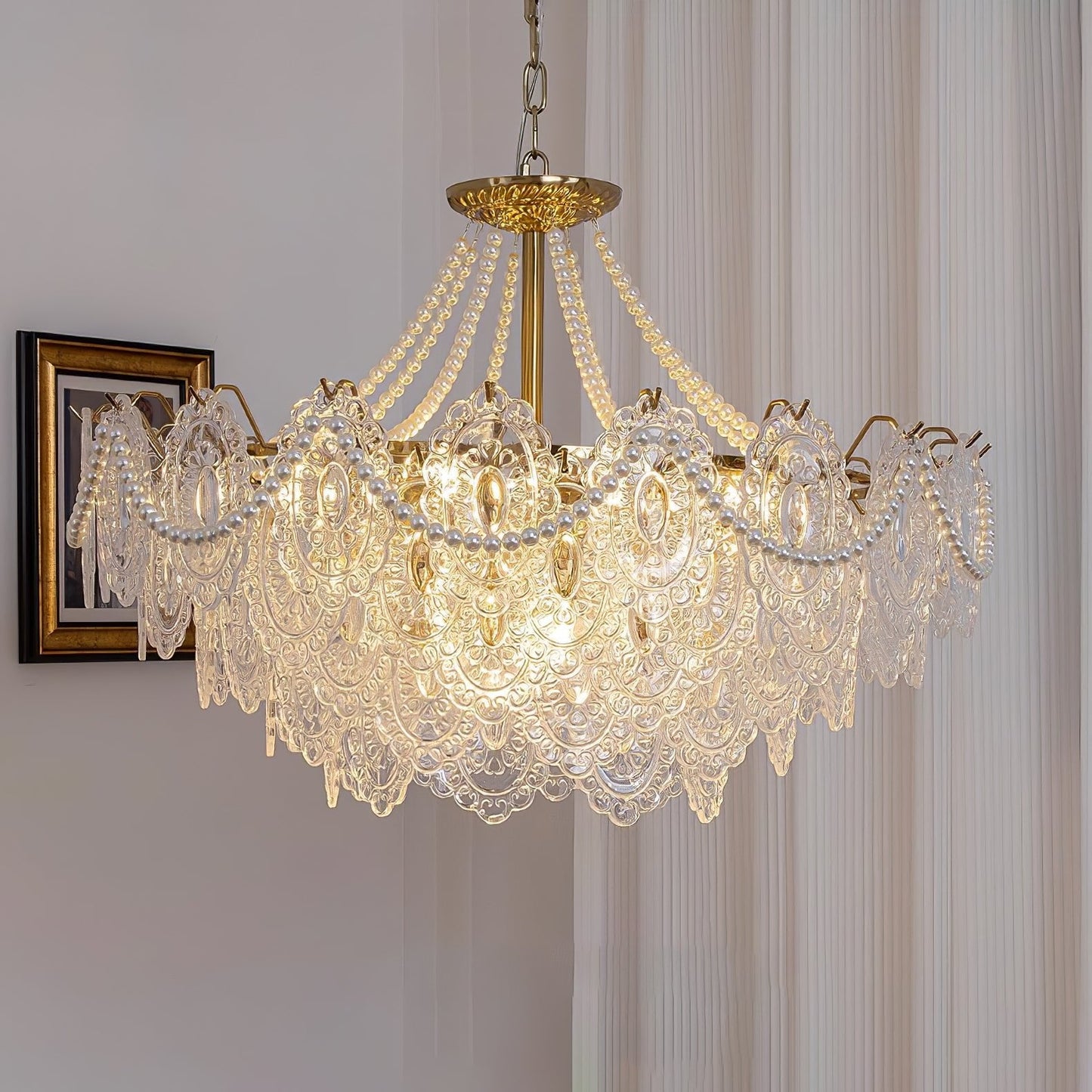 Pearls Glass Gasolier Chandelier