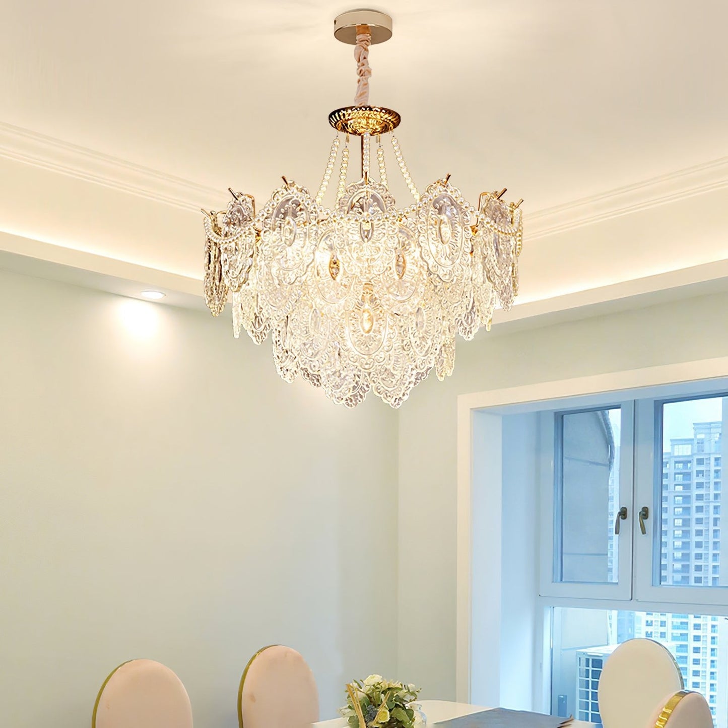 Pearls Glass Gasolier Chandelier