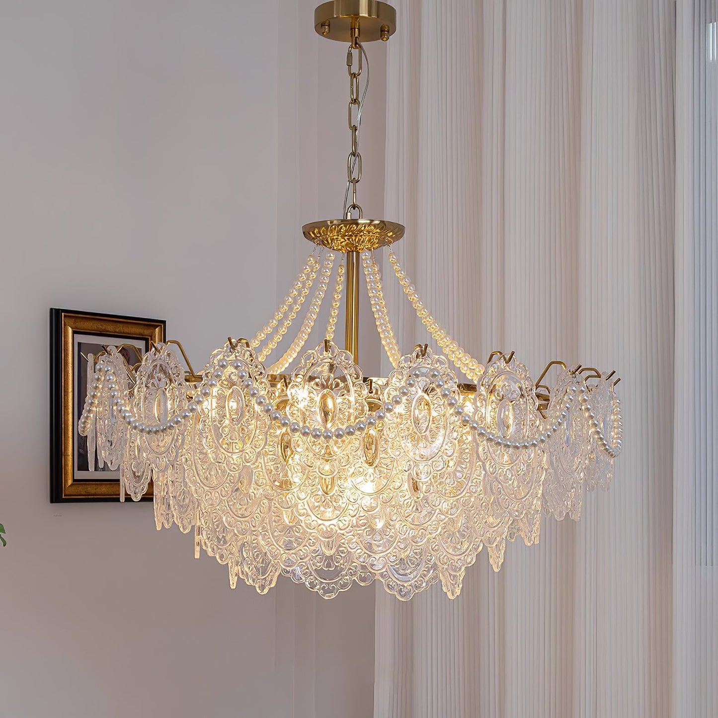 Pearls Glass Gasolier Chandelier