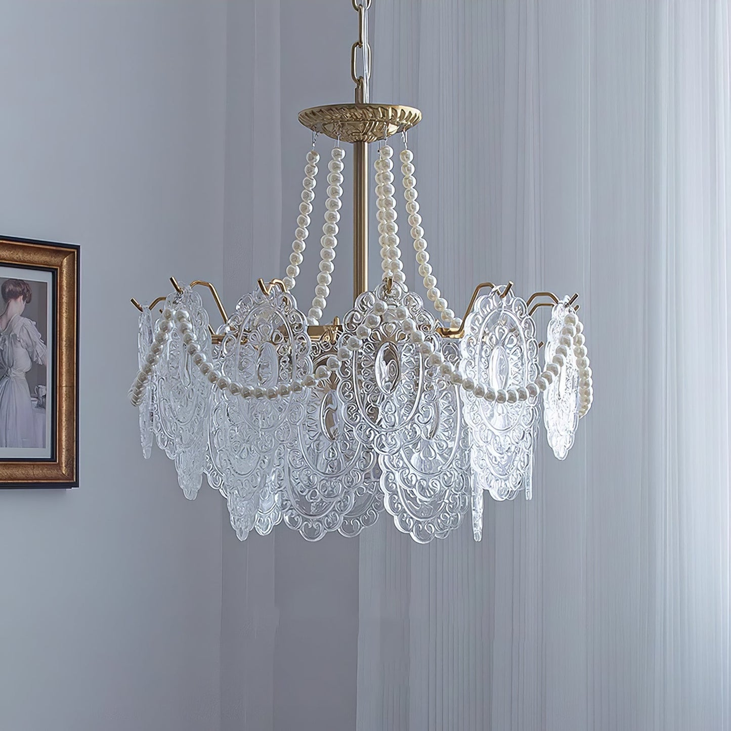 Pearls Glass Gasolier Chandelier