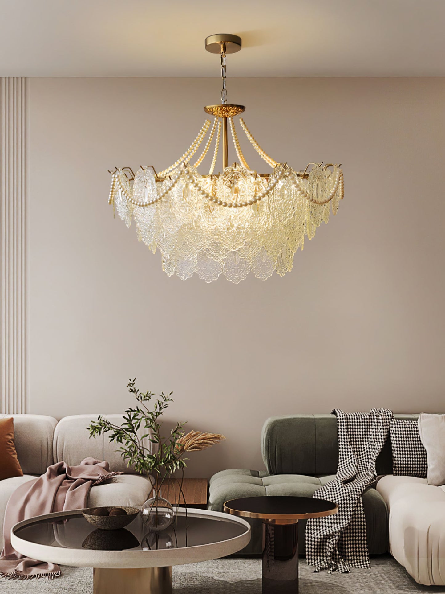 Pearls Glass Gasolier Chandelier