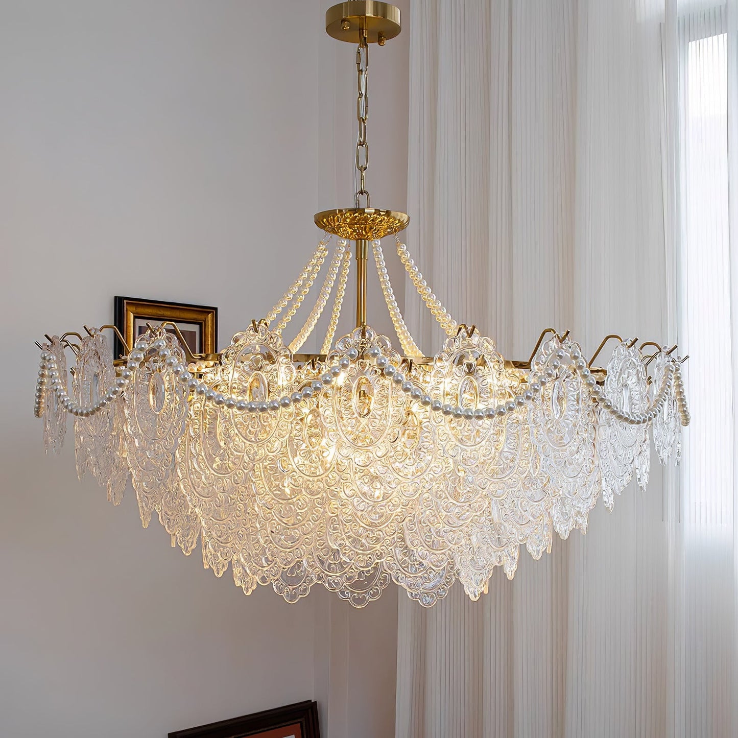 Pearls Glass Gasolier Chandelier