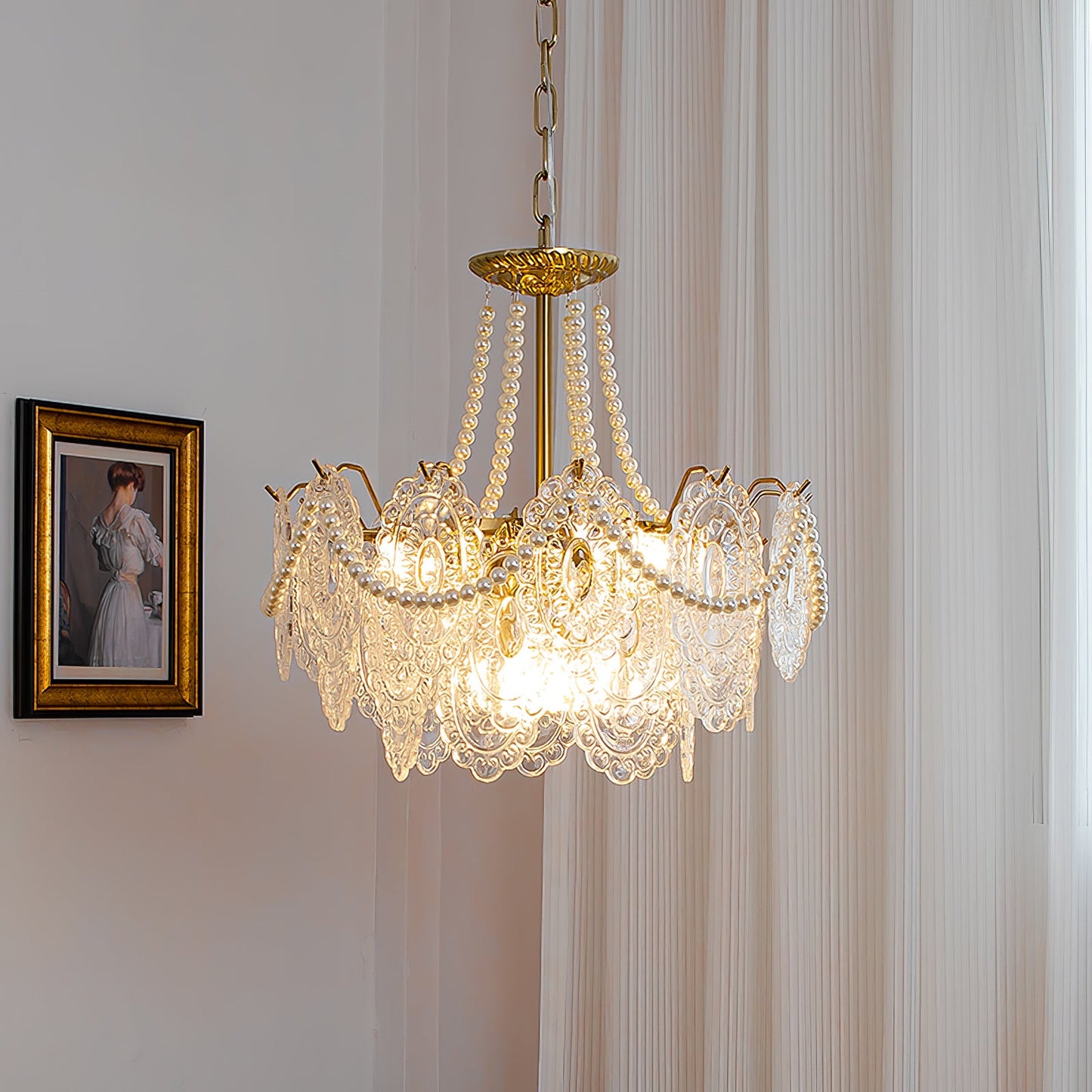 Pearls Glass Gasolier Chandelier