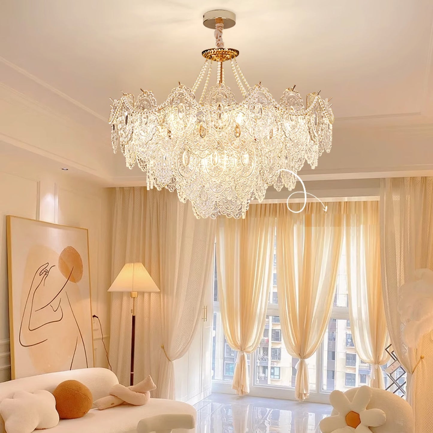 Pearls Glass Gasolier Chandelier